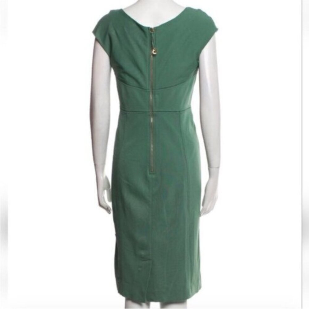 Green Cap-Sleeve Midi Dress with Back Zip